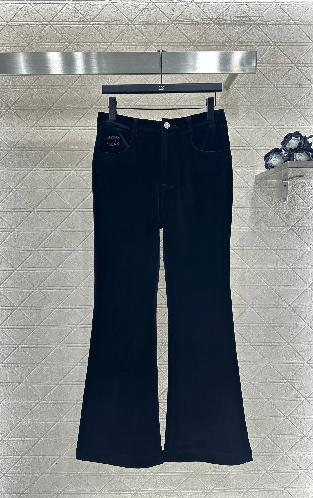 Flared Velvet Retro Trousers