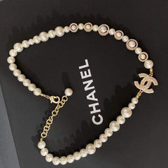 Crystal Pearl Letter Necklace