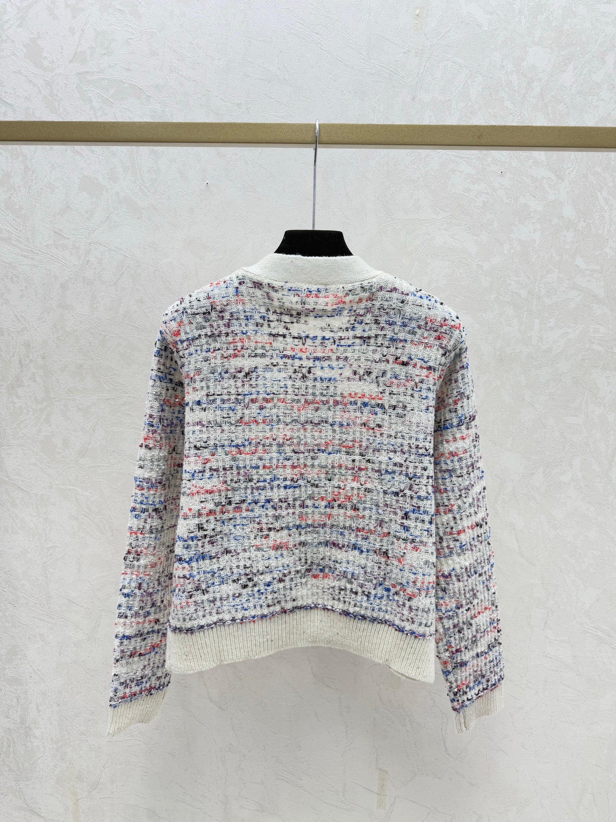 Color-blocked minimalist V-neck knit long-sleeved cardigan