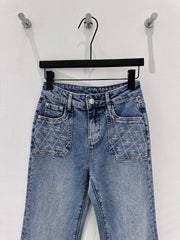 Gradient Flared Jeans with Rhinestone Pockets