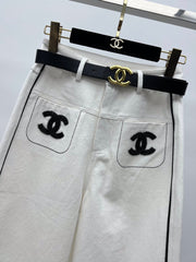 Embroidered logo wide-leg pants