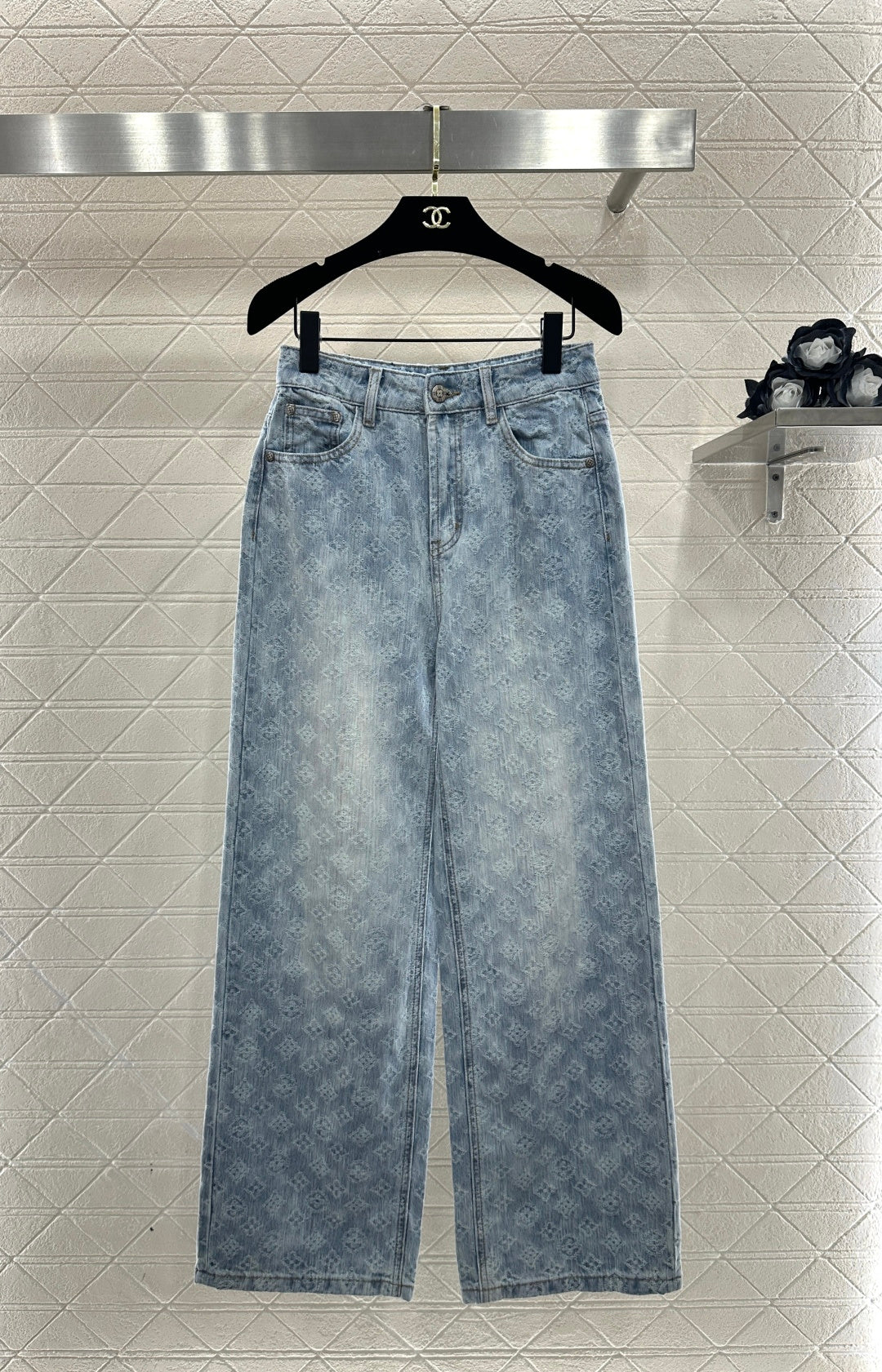 Jacquard Straight Leg Jeans