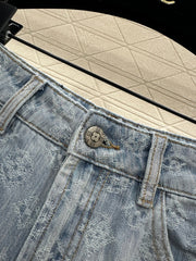 Jacquard Straight Leg Jeans