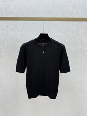 simple round neck knit short-sleeved top