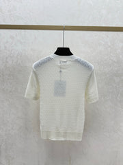 simple round neck knit short-sleeved top