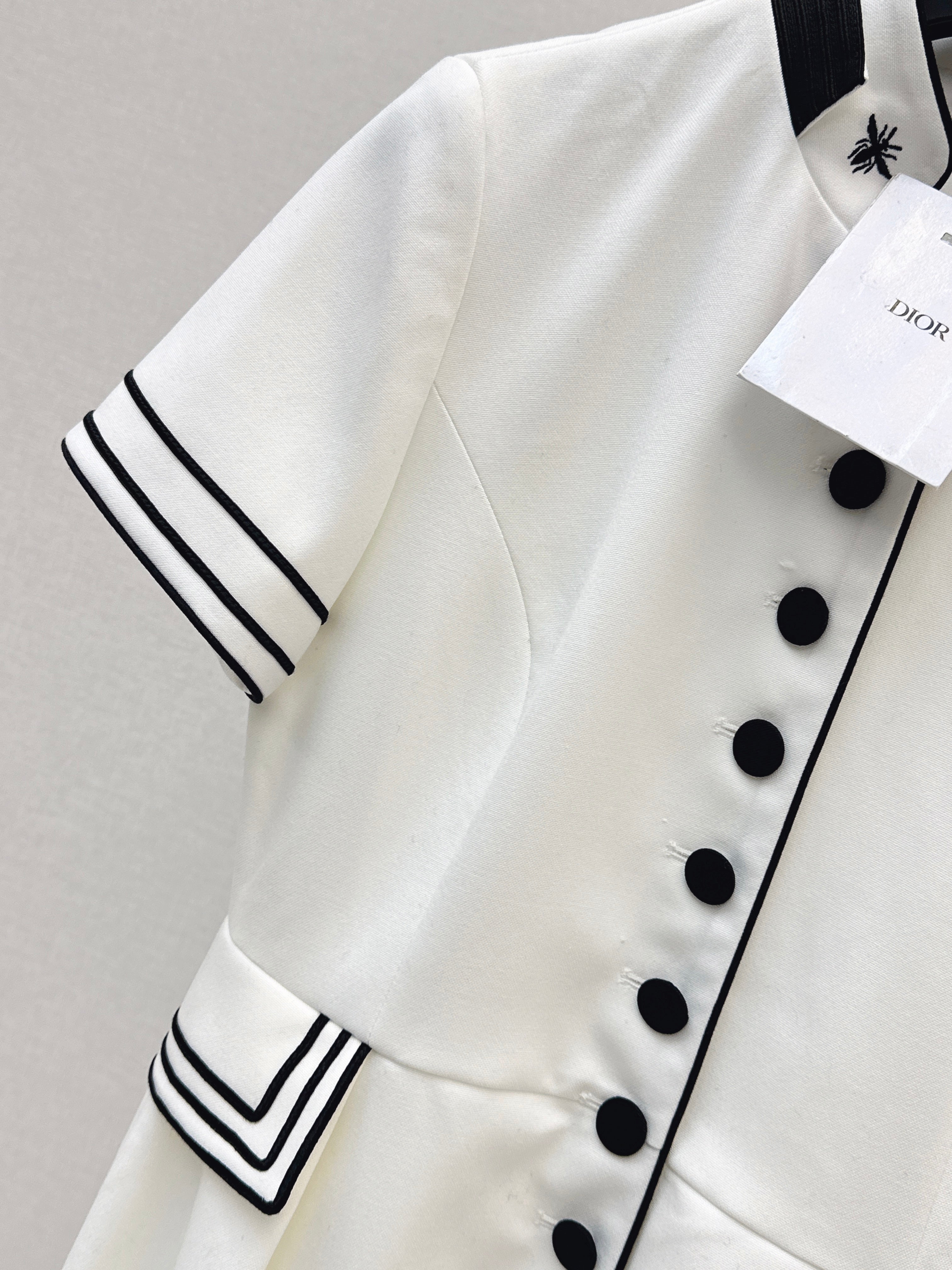 Stand-up collar belted dress