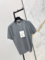 Warm-toned knit short-sleeved top