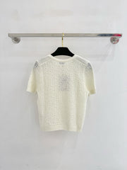 Openwork short-sleeved knit sweater