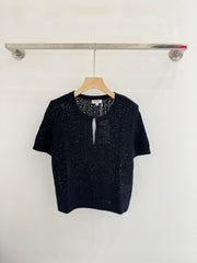 Openwork short-sleeved knit sweater