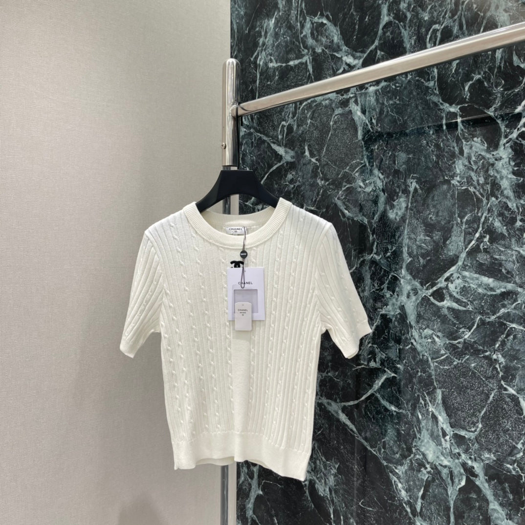 Cable Knit Short-Sleeve Top