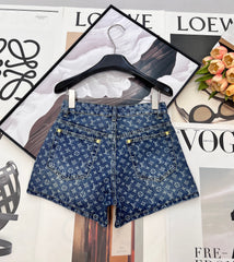 All-over logo jacquard denim shorts