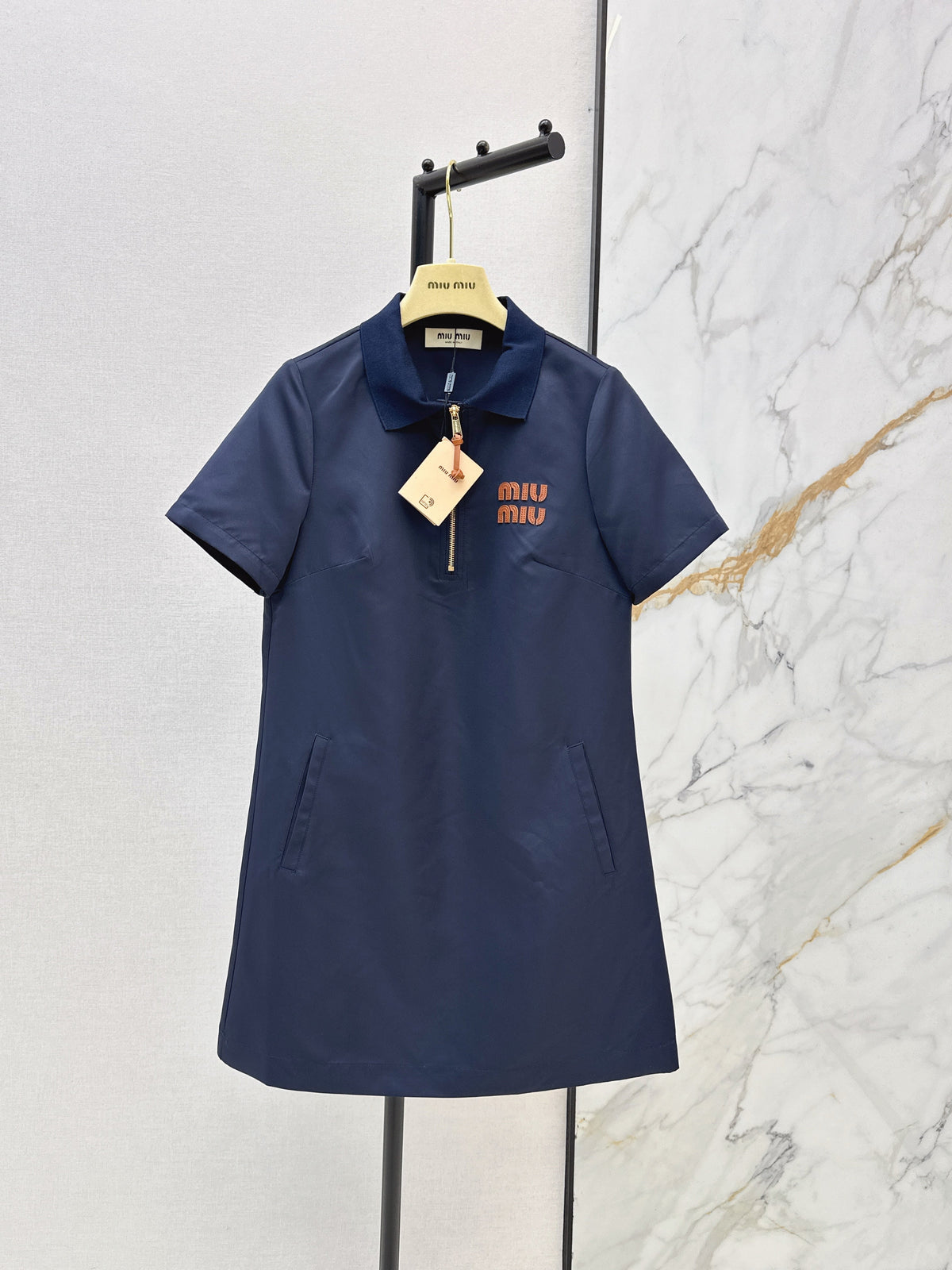 Letter-Embellished Collared Dress