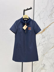 Letter-Embellished Collared Dress