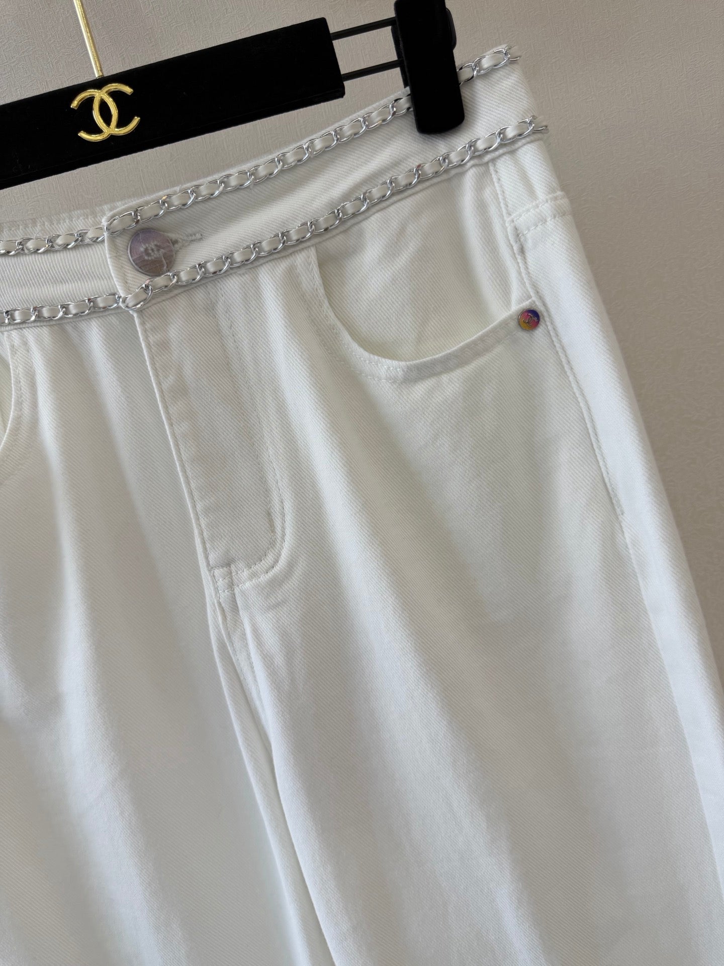 Straight-Leg Trousers with Chain Belt