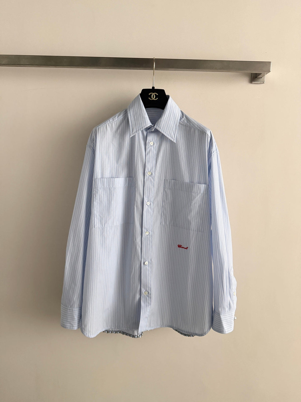 Light Blue Striped Long Shirt
