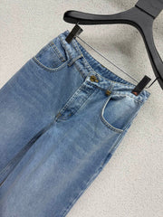 Wide-leg straight-leg jeans