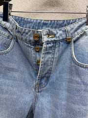 Wide-leg straight-leg jeans