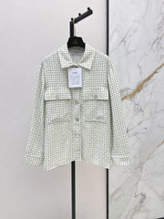 chanel/Knitted Tweed Shirt-Style Jacket