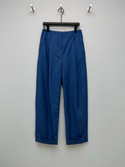 Chanel/High-Waisted Cropped Trousers with Cuffed Hems