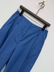 Chanel/High-Waisted Cropped Trousers with Cuffed Hems