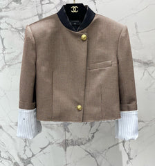 Chanel/Beige Half-Zip Knit Top