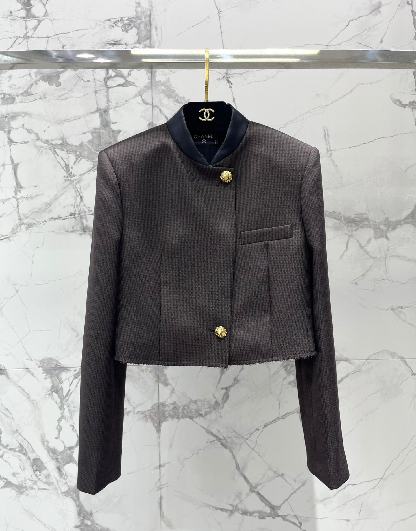 Chanel/Beige Half-Zip Knit Top