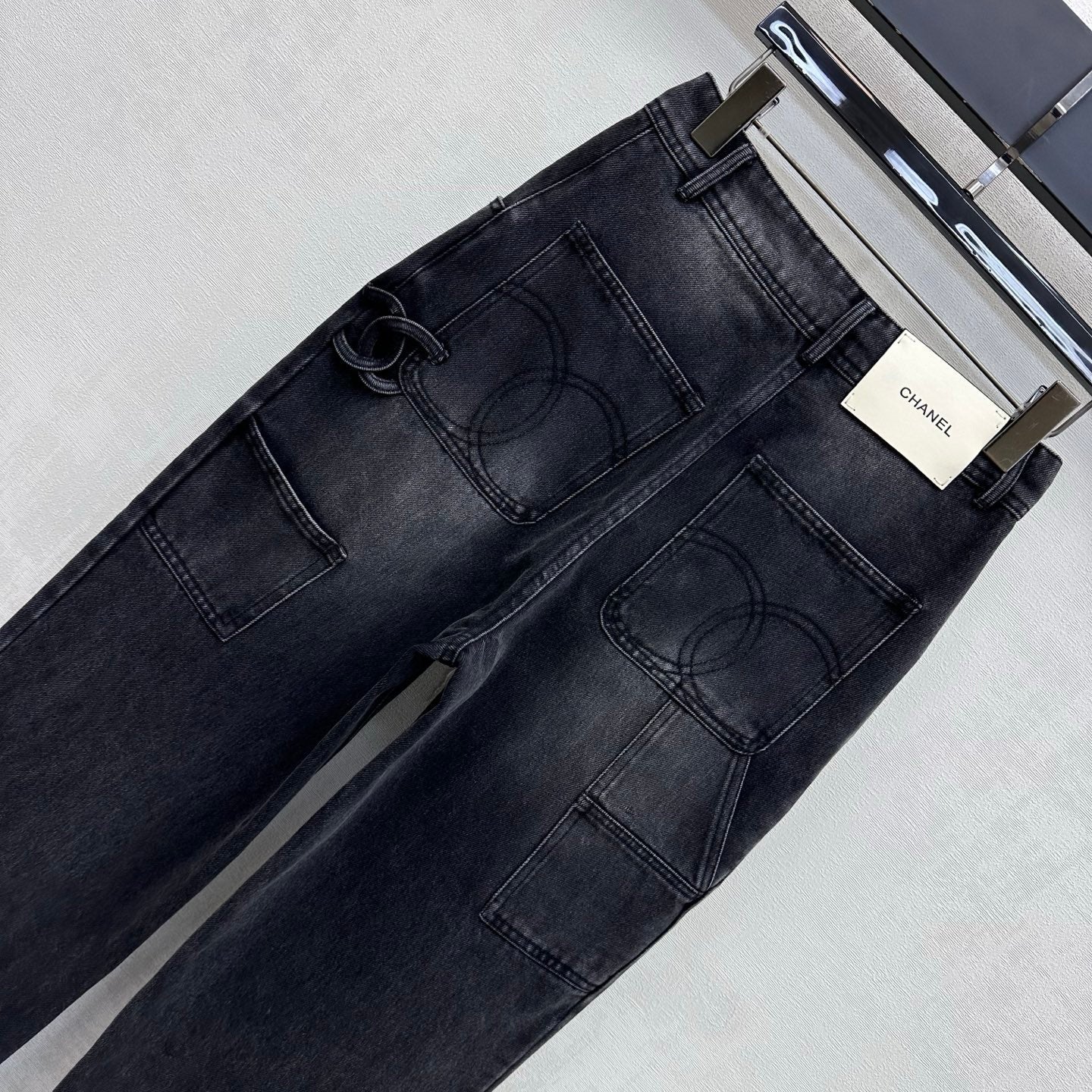 Chanel/Embroidered Straight-Leg Denim Trousers