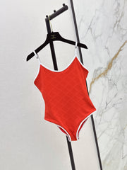 Chanel/Textured Plaid One-Piece Swimsuit