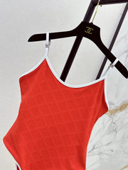 Chanel/Textured Plaid One-Piece Swimsuit