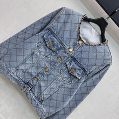 Chanel/Quilted Denim Jacket with Chain Detail
