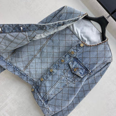 Chanel/Quilted Denim Jacket with Chain Detail