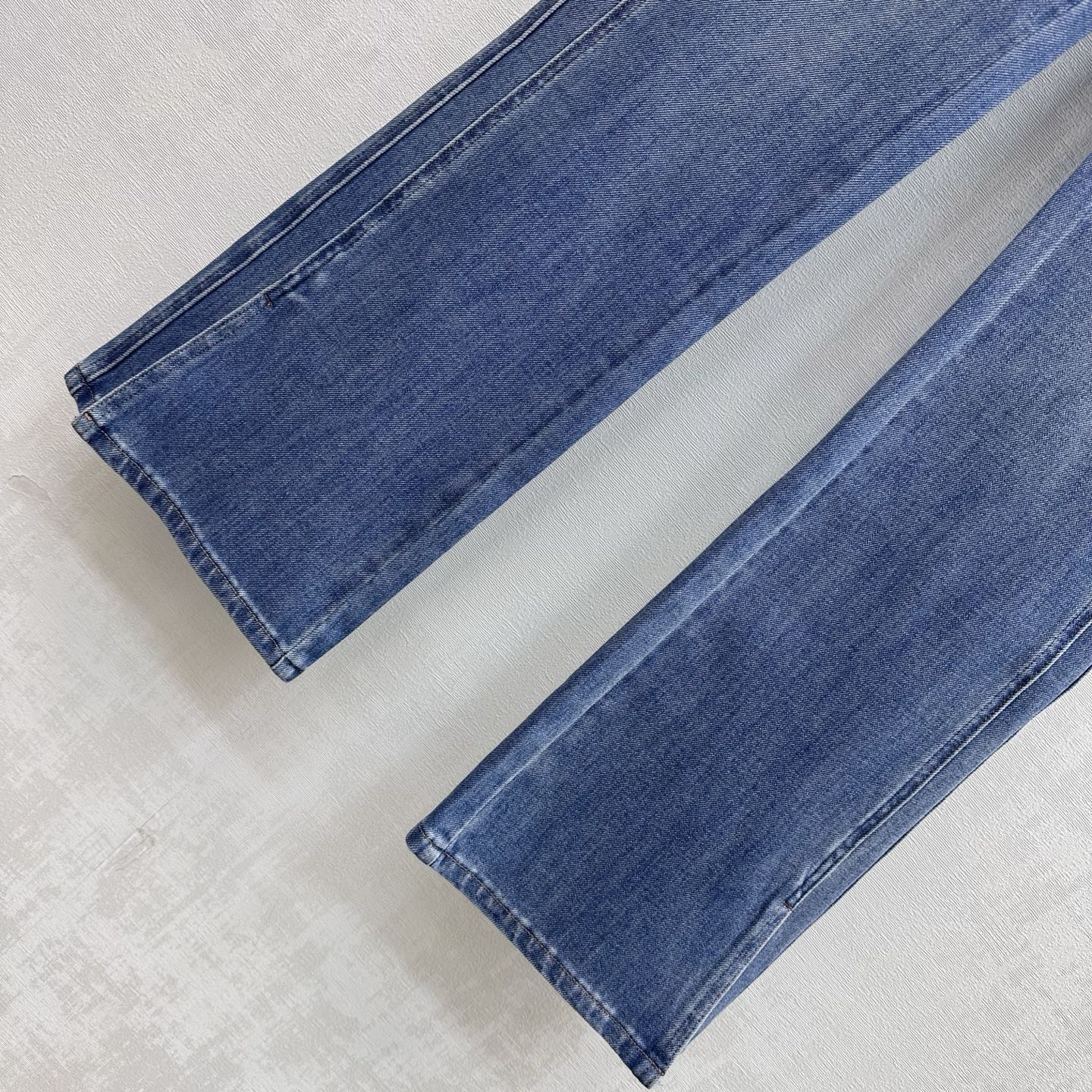 Chanel/Leather-Patch Bootcut Denim Trousers