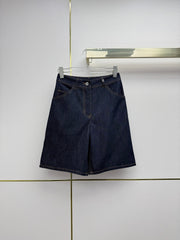Chanel/Embroidered Straight-Leg Denim Trousers