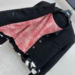Chanel/Frayed-Edge Tweed Jacket