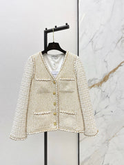 chanel/26Gilded Tweed Panel Jacket