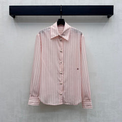 Chanel/Striped Shirt with Self-Tie Waist