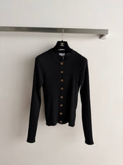 Chanel/Vertical-Ribbed Knit Cardigan
