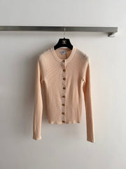 Chanel/Vertical-Ribbed Knit Cardigan