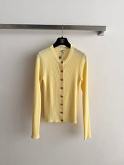 Chanel/Vertical-Ribbed Knit Cardigan