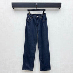 Chanel/Leather-Patch Bootcut Denim Trousers