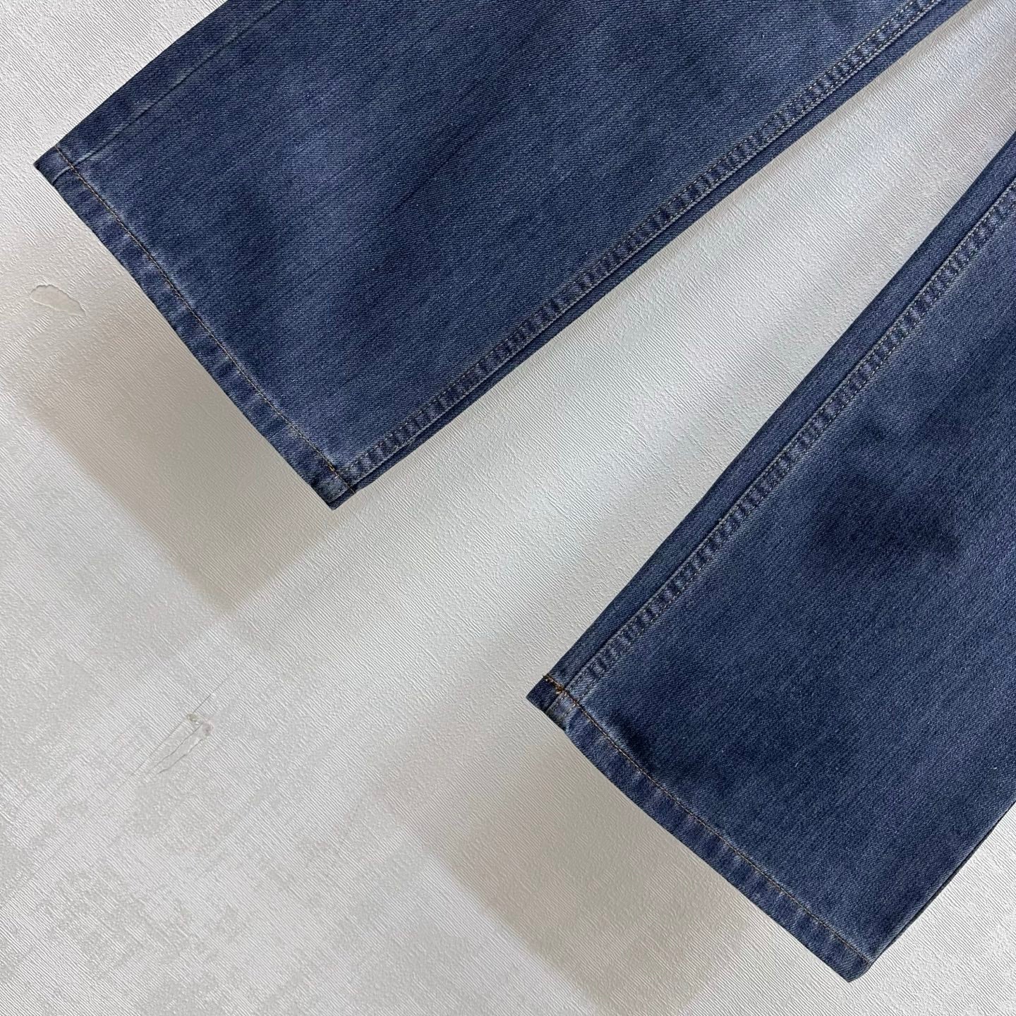 Chanel/Leather-Patch Bootcut Denim Trousers