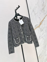 Cannage-pattern knit cardigan