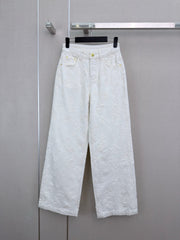 Jacquard wide-leg denim trousers