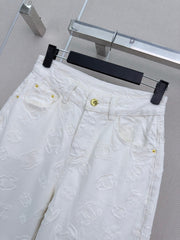 Jacquard wide-leg denim trousers