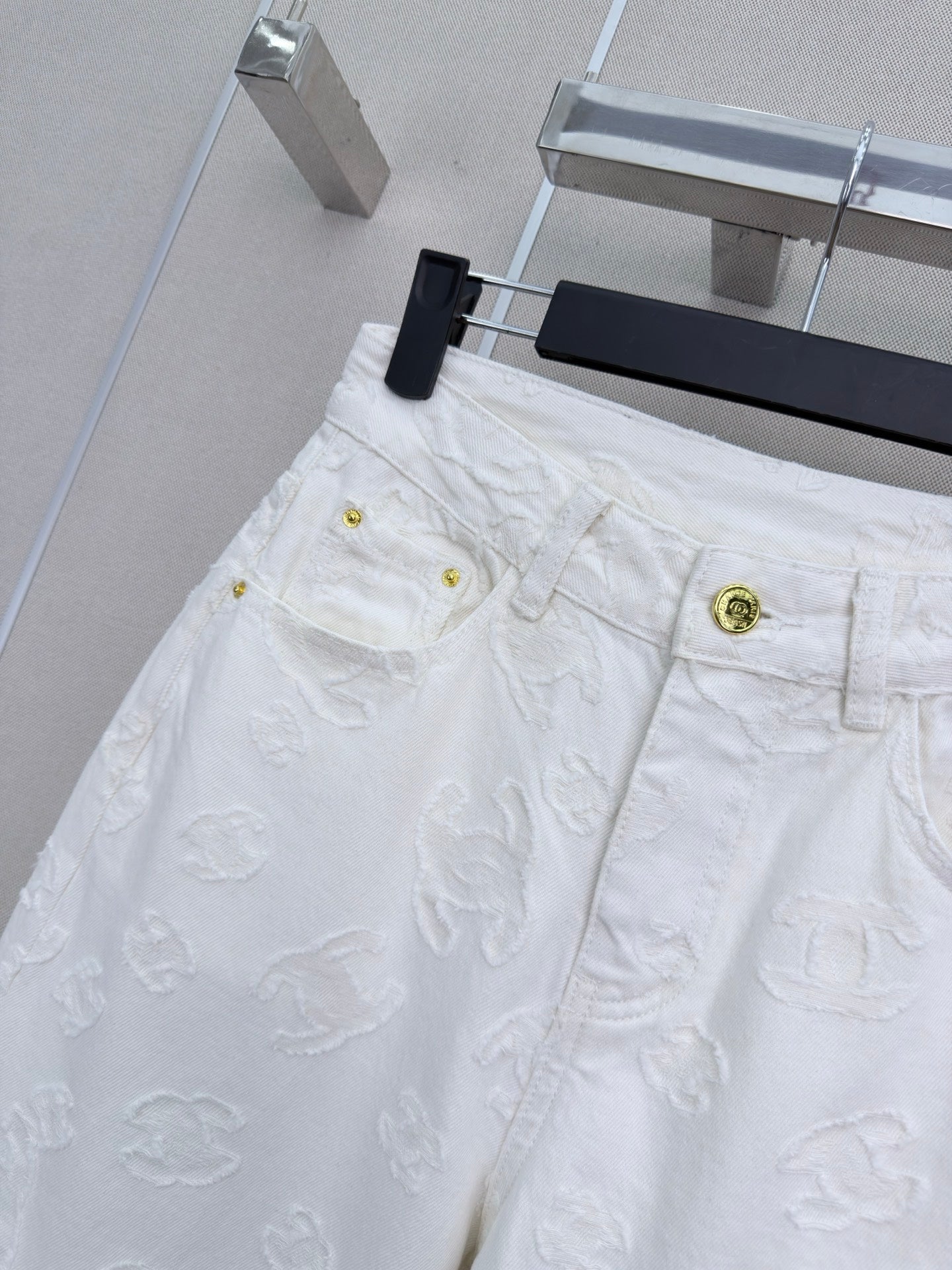 Jacquard wide-leg denim trousers
