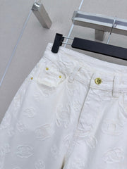 Jacquard wide-leg denim trousers