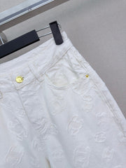 Jacquard wide-leg denim trousers