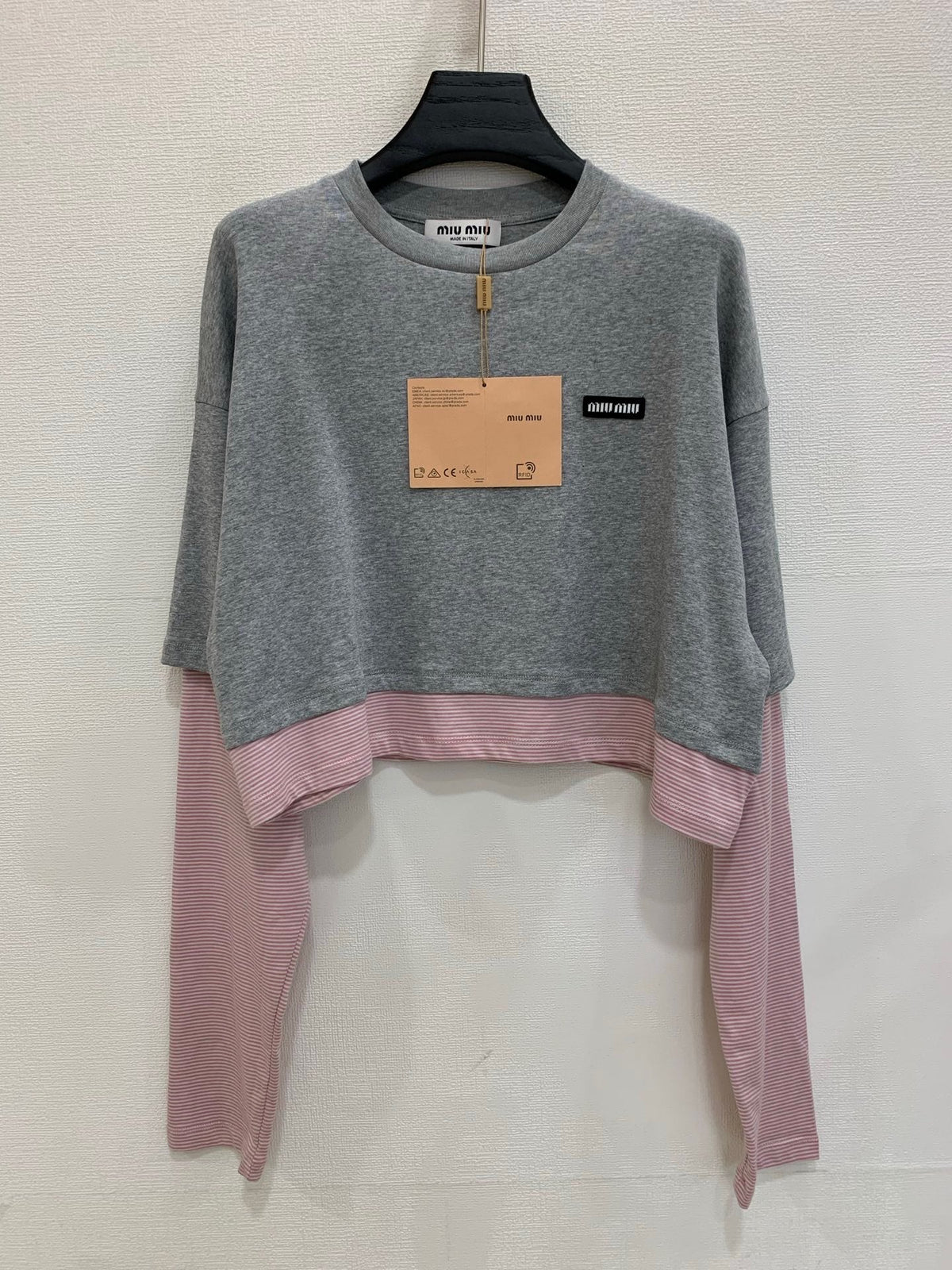 MiuMiu/26 Women's New Two-in-One Style Color-Block Long Sleeve T-Shirt