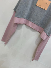 MiuMiu/26 Women's New Two-in-One Style Color-Block Long Sleeve T-Shirt