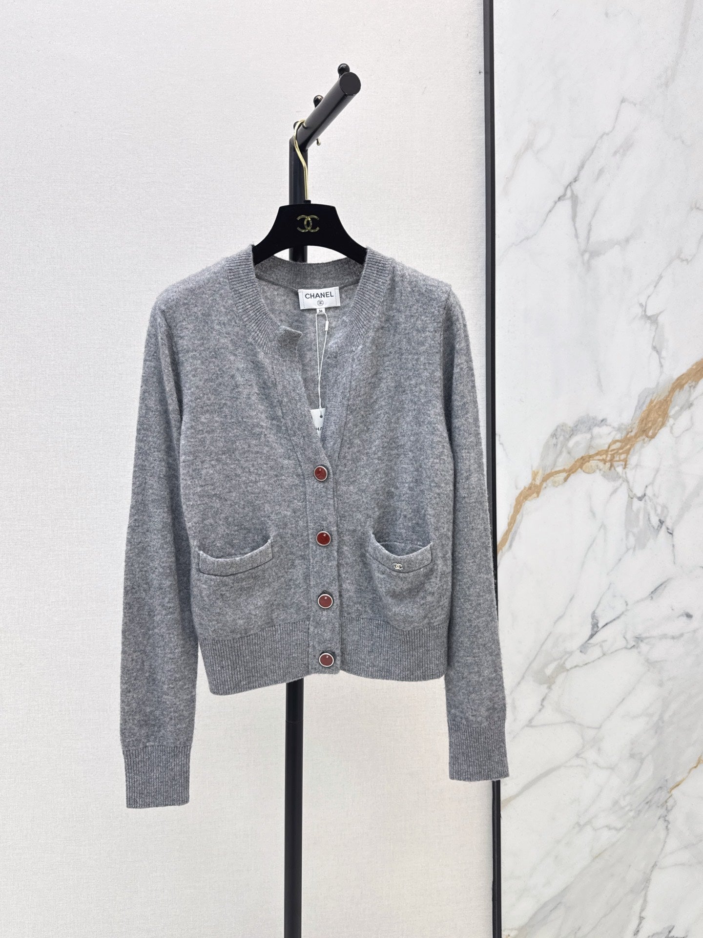 V-Neck Long-Sleeve Knit Cardigan